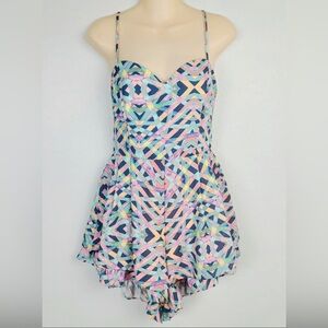 Lovers And Friends Gemetric Muticolored Romper Size S backless
